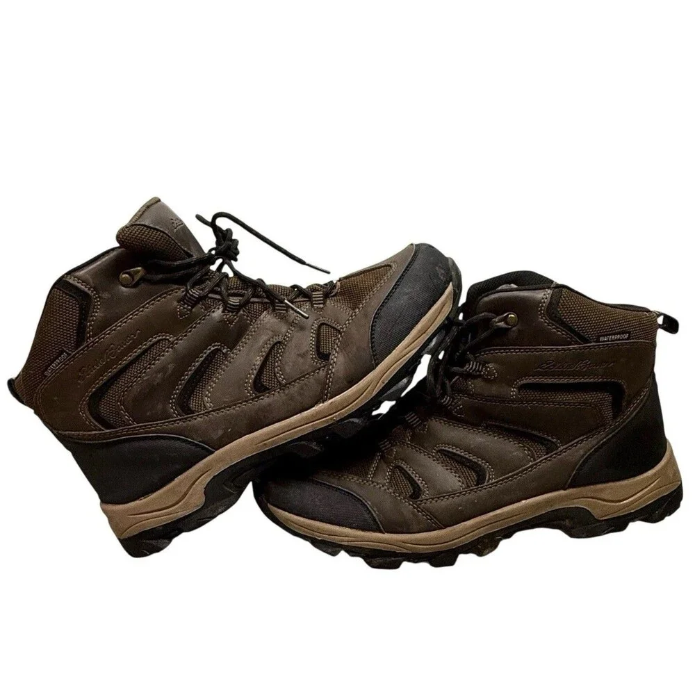 Eddie Bauer Hiking Boots Men 12 Fairmont Waterproof Brown Leather Rugged Outdoor